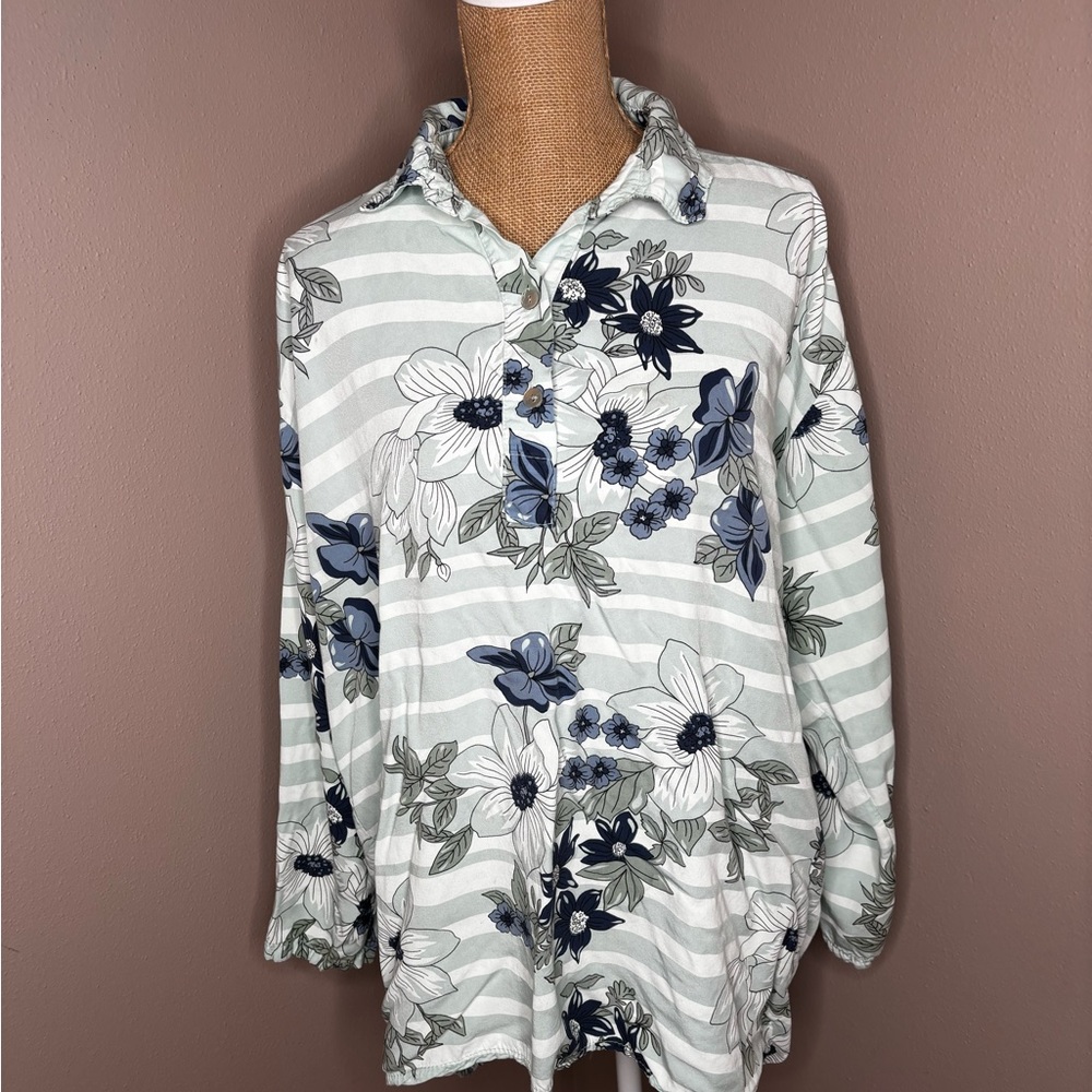 New Collection Italian Made Floral Striped Floral Tunic Swim Cover Shirt OS